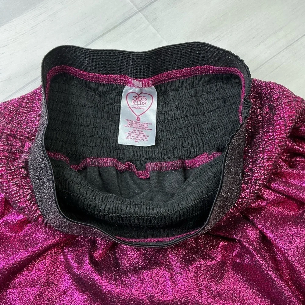 Garanimals Girls Skirt Shiny Metallic Fuchsia Black Crackle Layered Ruffle Sz 8